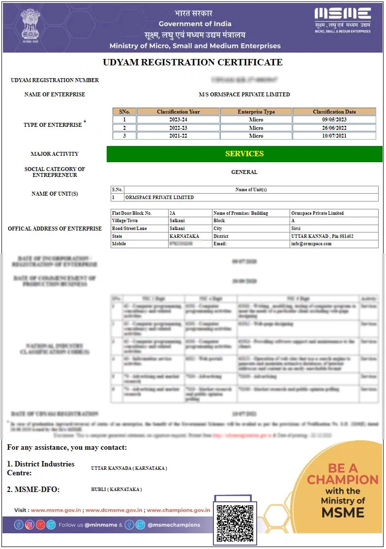 Ormspace-MSME-certificate